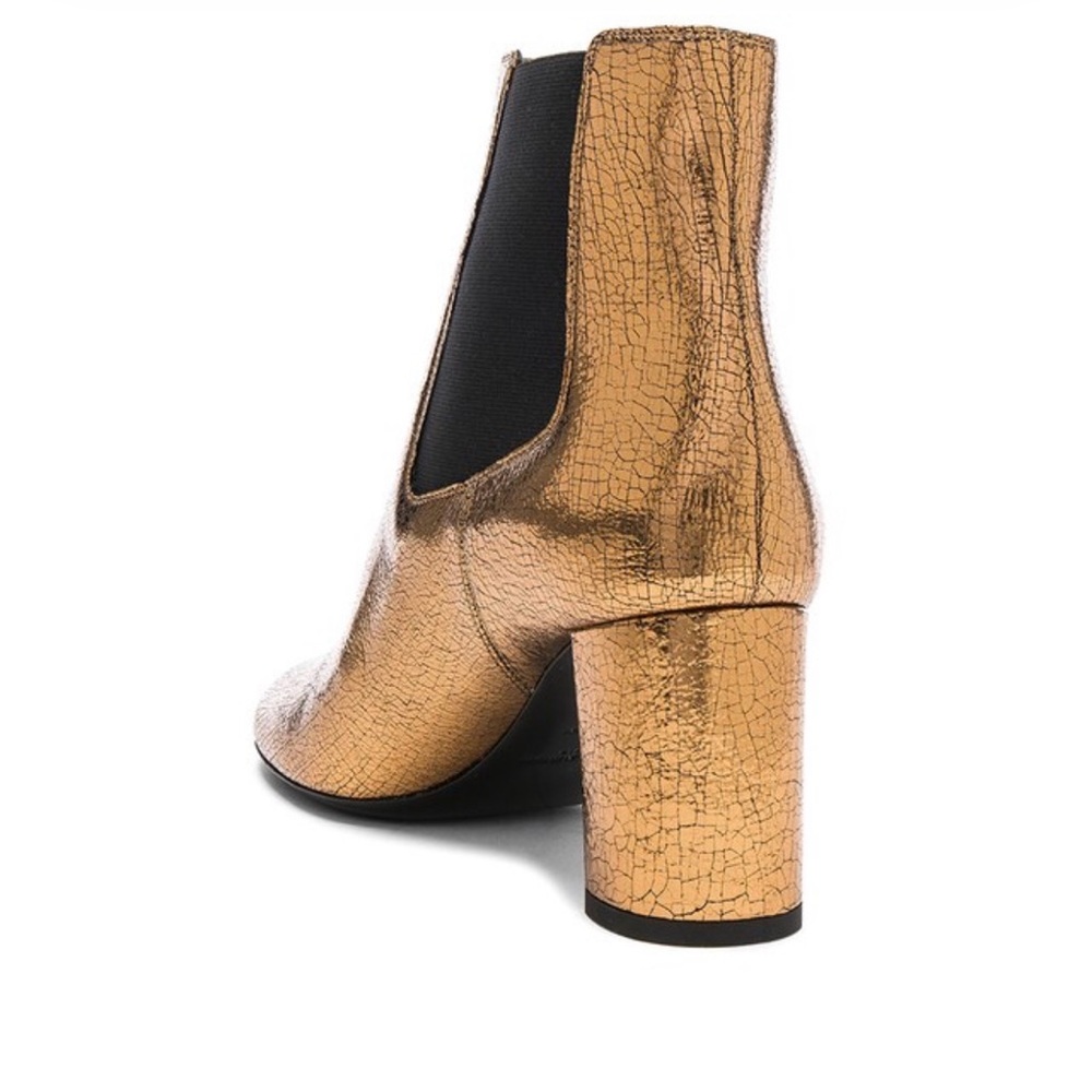 Authentic Saint Laurent Cracked Metallic Gold LouLou Boots Size 38 - Picture 5 of 16